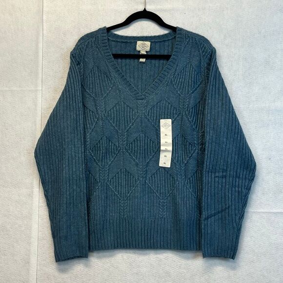 ST. JOHN’S BAY Women’s Pullover Sweater XL Denim Blue V Neck Long Sleeve NWT - Picture 4 of 15